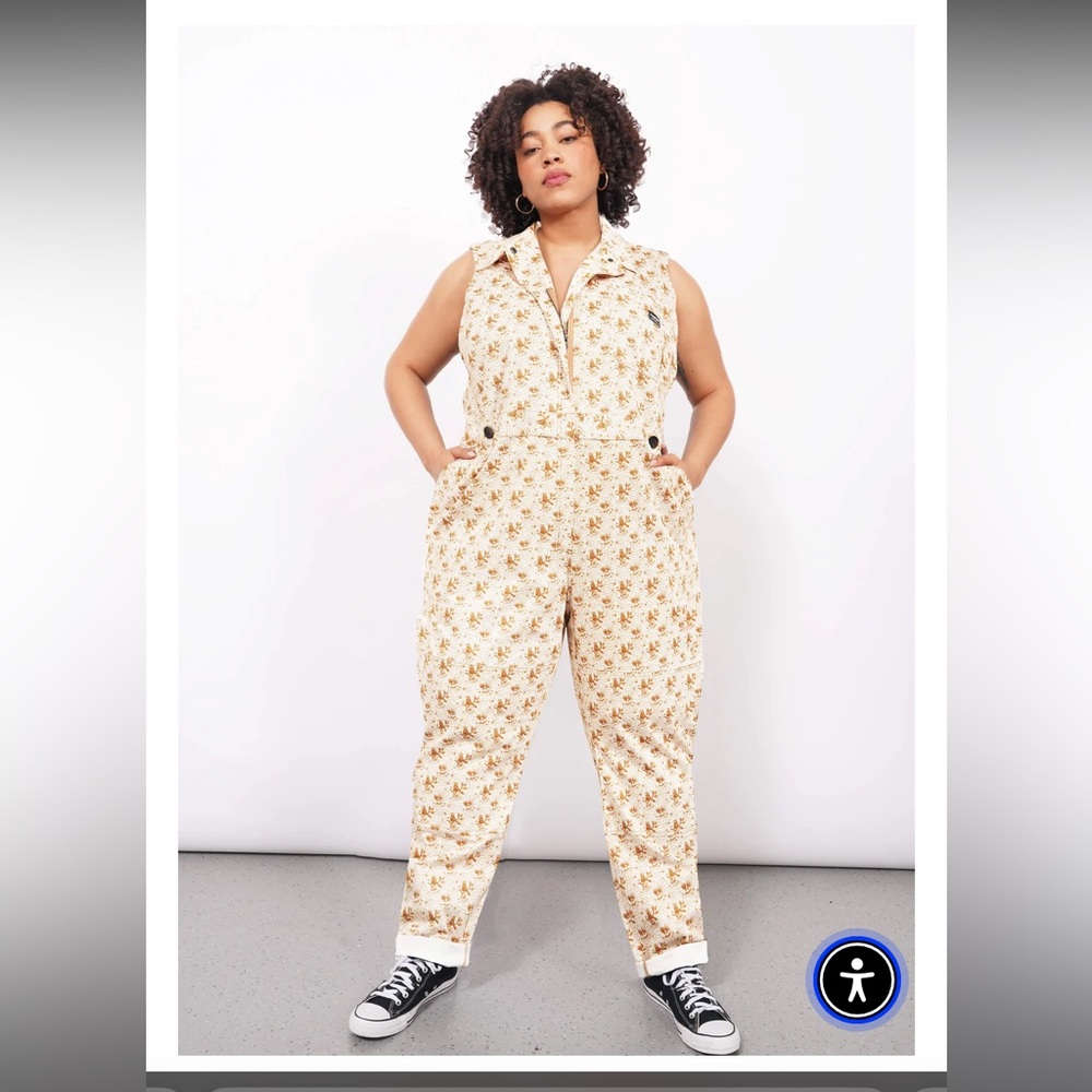 Wildfang The Essential Sleevless high waisted coverall in Vintage White Bird!
